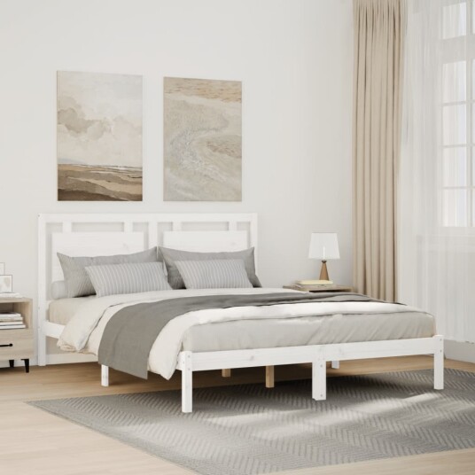 Ekstra lang sengeramme uten madrass hvit 140x220 cm heltre