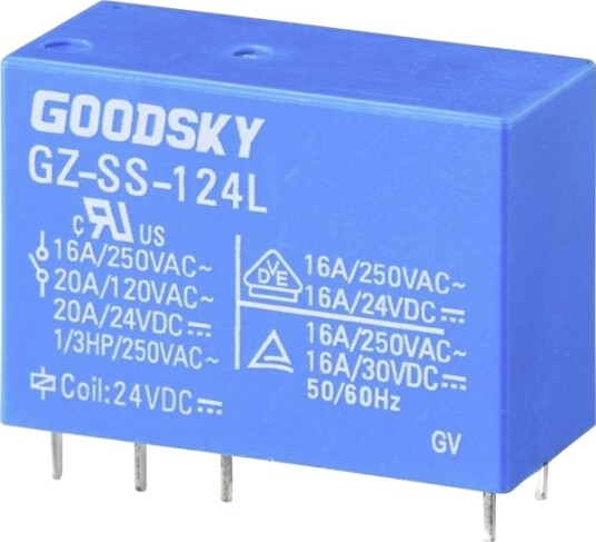 Goodsky Gz Ss 124L Printrelé 24 V/Dc 20 A 1 X Vekselkontakt 1 Stk Tube Goodsky Gz Ss 124L Printrelé 24 V/Dc 20 A 1 X Vekselkontakt 1 Stk Tube