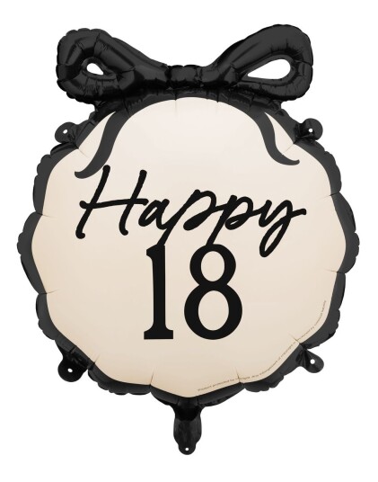 Happy 18 Folieballong med Sløyfe 45x47.5 cm