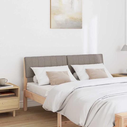 Polstret sengegavl Gråbrun 140 cm Massiv furu