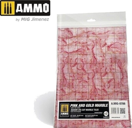 Vallejo Ammo: Pink And Gold Marble Firkantede Utstansede Marmorfliser 2 Vallejo Ammo: Pink And Gold Marble Firkantede Utstansede Marmorfliser 2
