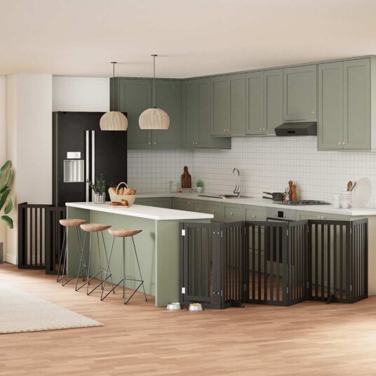 Vidaxl Hundeport Sammenleggbar 15 Paneler Svart 750 cm Poppeltre