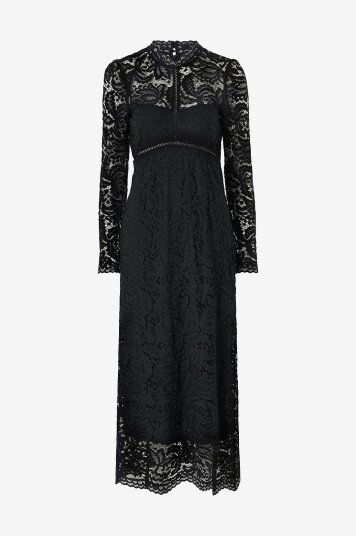 Bubbleroom Blondekjole High Neck Cotton Lace Dress Svart