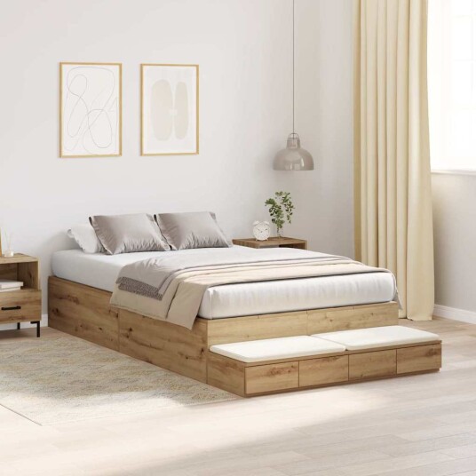 Oppbevaringsseng i Artisan Eik 120x190 cm