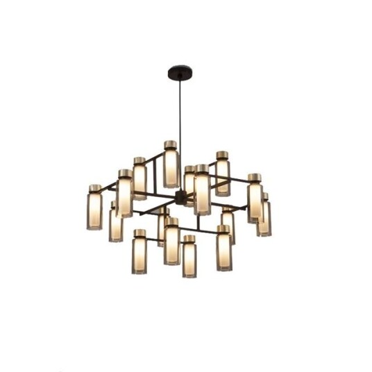 TOOY Osman 560.16 Taklampe Matt Sort/ Børstet Messing med Klar Glass