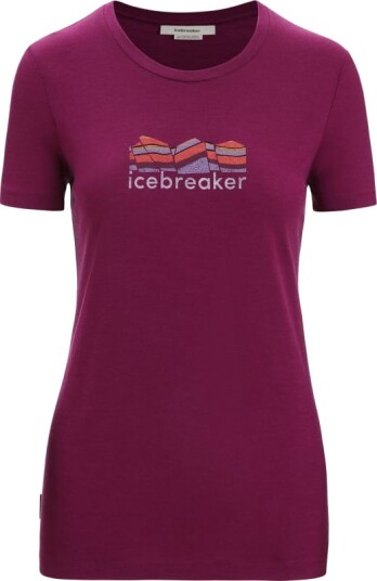 Icebreaker Women's Tech Lite II Short Sleeve Tee Mountain Geology M , Go Berry