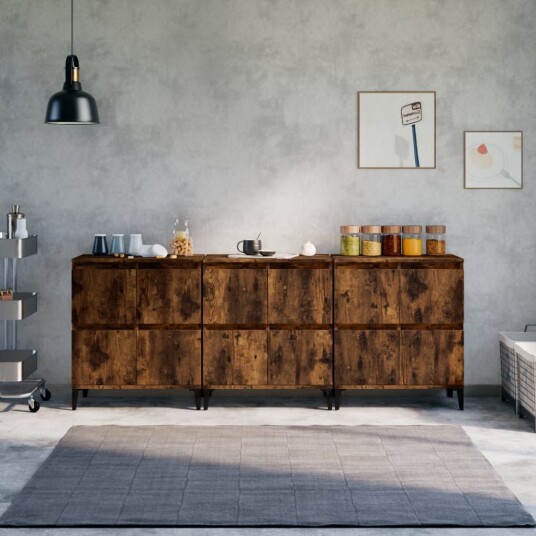 Skjenker 2 stk røkt eik 60x35x70 cm konstruert tre