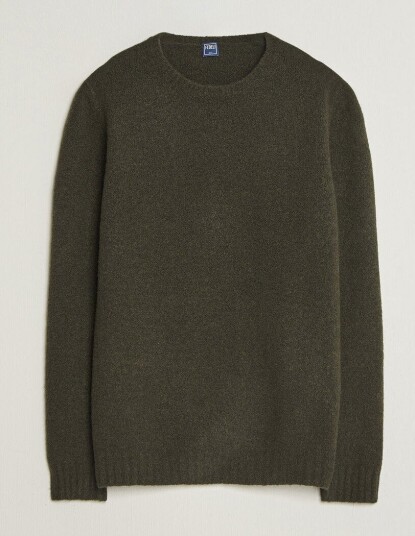 Fedeli Cashmere Blend Boucle Sweater Forest Green