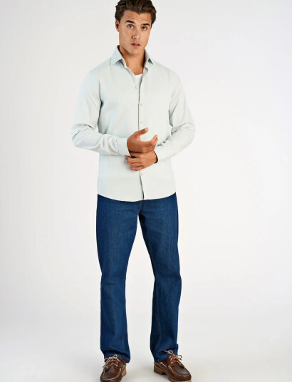 Lindbergh Soft Indigo Stretch Shirt L/S Green XXL Lindbergh Soft Indigo Stretch Shirt L/S Green XXL