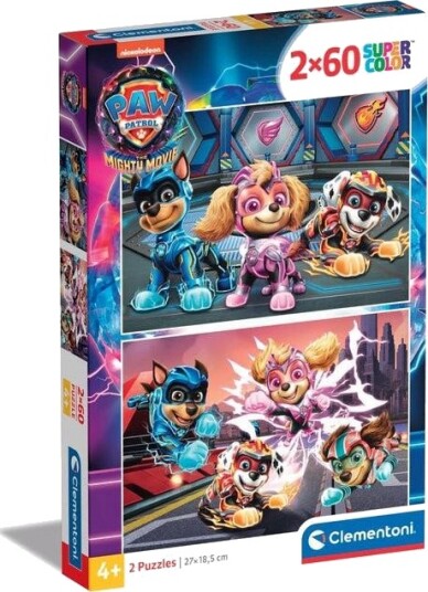 Clementoni Super Color Puslespill - 2x60 brikker - Paw Patrol: The Mighty Movie
