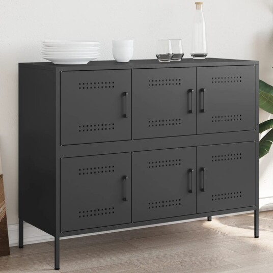 Skjenk svart 100,5x39x79 cm stål 8721102390586