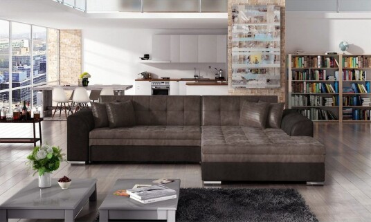 Hjørnesofa Eltap Sorento 296x194x78 cm Monolith 09 Monolith 29 Brun Høyre