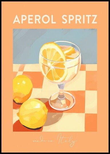 Aperol Spritz Print Citrus Cocktail art Italian Summer Drink Plakat Plakat / 70x100cm