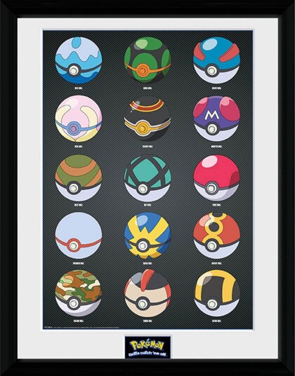 Pokemon Innrammet Bilde 30 x 40 cm Pokeballs Pokemon Innrammet Bilde 30 x 40 cm Pokeballs