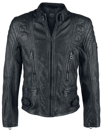Gipsy Skinnjakke - Highway 2 Slim Fit LAGIV - S til 5XL - Herrer - svart Gipsy Skinnjakke - Highway 2 Slim Fit LAGIV - S til 5XL - Herrer - svart
