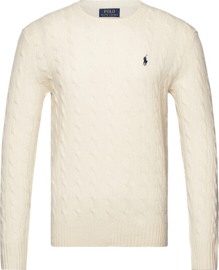 Polo Ralph Lauren Cable Knit Wool Cashmere Sweater   Cream   XS