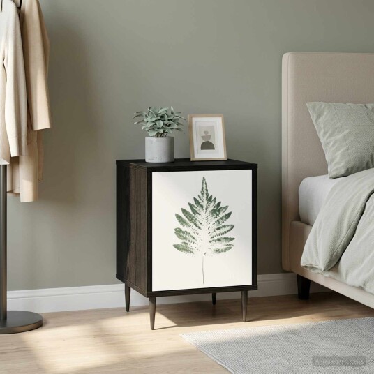 vidaXL Nattbordskap HANAU Svart eik 36 x 33 x 51 cm Konstruert tre