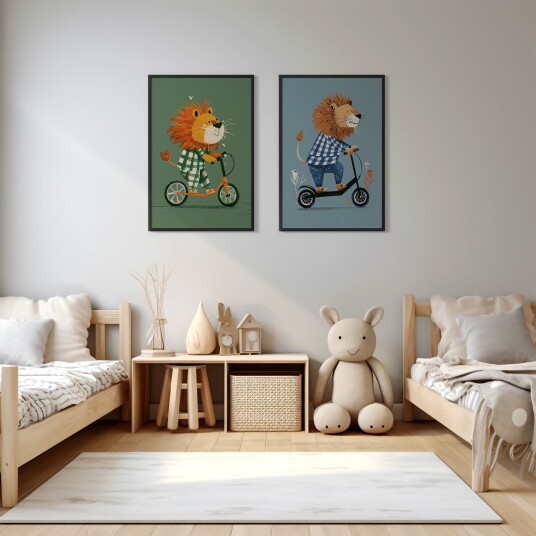 Namly Design Plakat Lekne løver / Sett av 2 POSTERD4XG8G