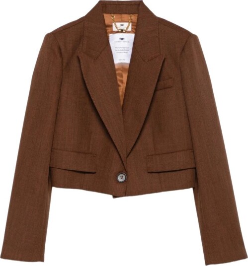 Elisabetta Franchi Blazer i Ull Brun M med Spisse Slag Elisabetta Franchi Blazer i Ull Brun M med Spisse Slag
