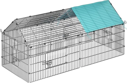 B2X Utendørs Metallkaninbur Med Soltak 180X75X75Cm