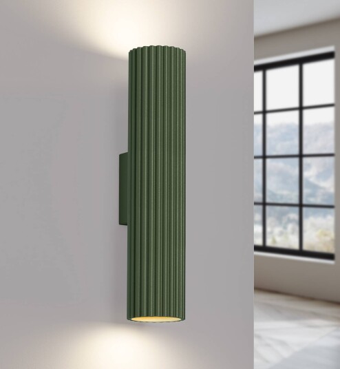 Vegglampe ALORA SOLLUX LIGHTING dimbar Grønn Stue / spisestue Aluminium Vegg rund