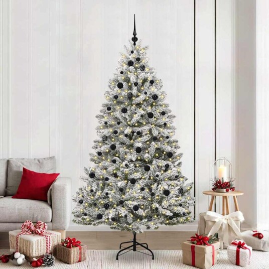  Kunstig juletre Grønn og hvit 210 cm PVC og metall