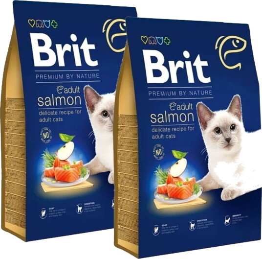 Brit Premium Tørrfôr Adult By Nature Cat Salmon 2X8 kg