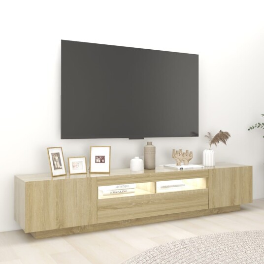 vidaXL TV-benk med LED-lys sonoma eik 200x35x40 cm vidaXL TV-benk med LED-lys sonoma eik 200x35x40 cm