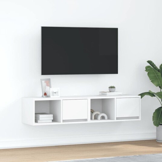 TV benker 2 stk hvit 60x31x25,5 cm konstruert tre TV benker 2 stk hvit 60x31x25,5 cm konstruert tre