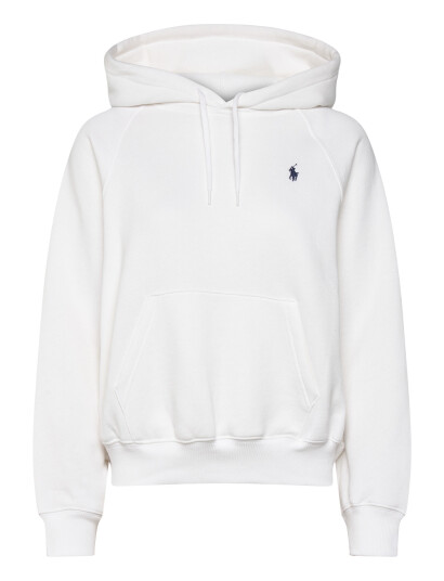 Polo Ralph Lauren Shrunken Fit Fleece Hoodie   White   M