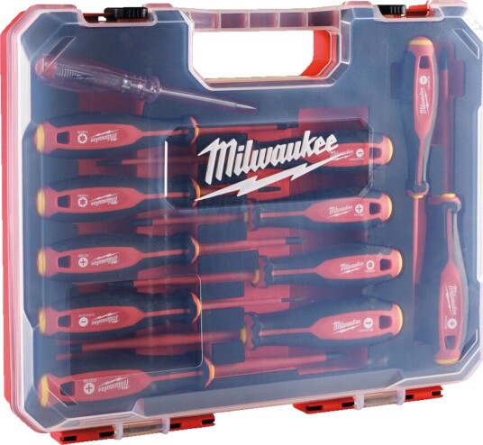 Milwaukee VDE Skrutrekkersett med Magnetiske Tipper - 12 Deler Milwaukee VDE Skrutrekkersett med Magnetiske Tipper - 12 Deler