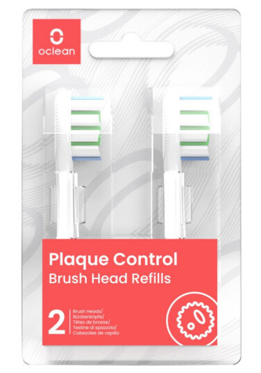 OCLEAN PLAQUE CONTROL RESERVEBØRSTE 2 STK, HVITE