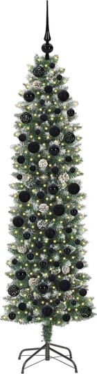  Kunstig Slankt Jule Tre med 300 LED Grønn og hvit 180 cm