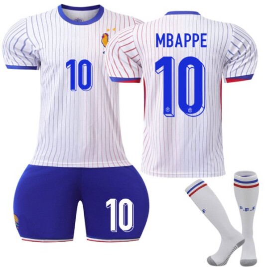 UEFA Euro 2024 Frankrike Borte Fotballdrakt Barn Nr. 10 Mbappe 26