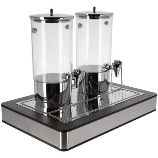 VEGA Drikkedispenser komplett Fundale antrasitt dobbelt GN 1/1; Størrelse GN 1/1, 63x42.5x50.5 cm (LxBxH); Antrasitt/Transparent/Stålgrå; Rektangulær VEGA Drikkedispenser komplett Fundale antrasitt dobbelt GN 1/1; Størrelse GN 1/1, 63x42.5x50.5 cm (LxBxH); Antrasitt/Transparent/Stålgrå; Rektangulær