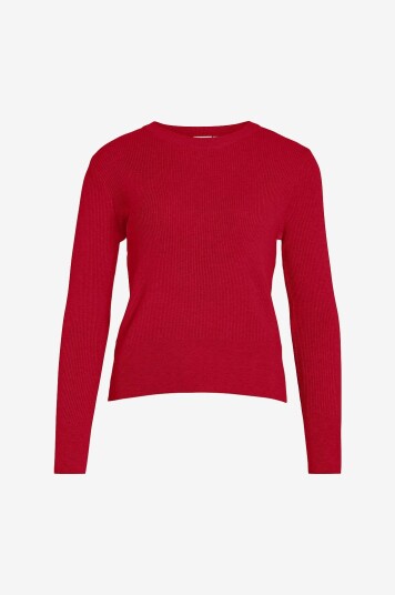 Vila Genser viComfy O neck L/S Knit Top Rød