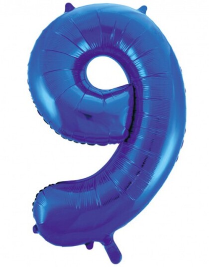 Globos Nordic Tallet 9 Royal Blå JUMBO Folieballong 86 cm