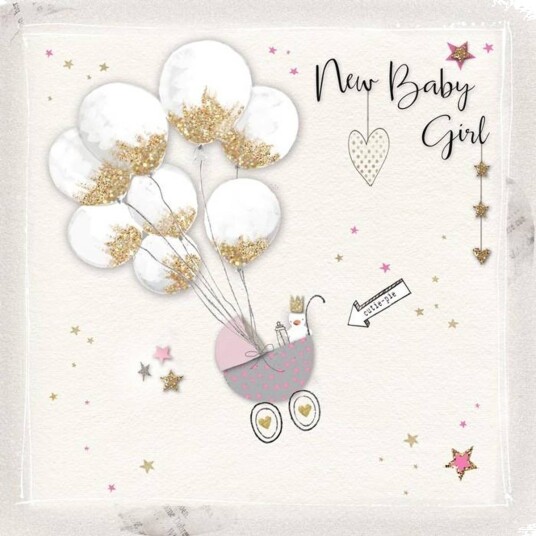 Baby girl   kort m/Ballong (15 x 15cm) (Onesize)