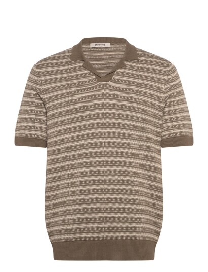 ONLY & SONS Onstilo Life Reg Ss Split Neck Knit Noos   Brown   XS