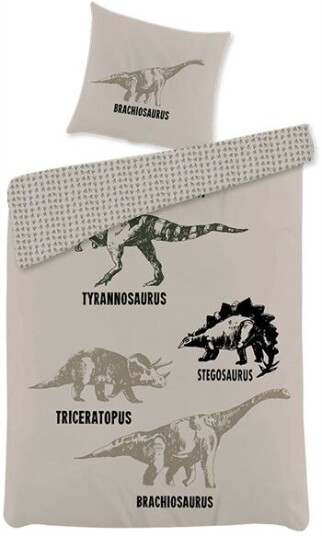 Licens Sengetøy 140x200 cm Dinosaur 2 i 1 design 100% bomull