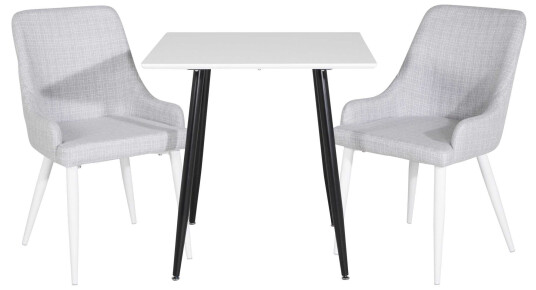 Venture Design Polar & Plaza spisegruppe Hvit/grå 2 st stoler & bord 75 x 75 cm