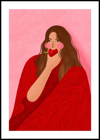 Cozy Woman Apple Plakat / 21x30