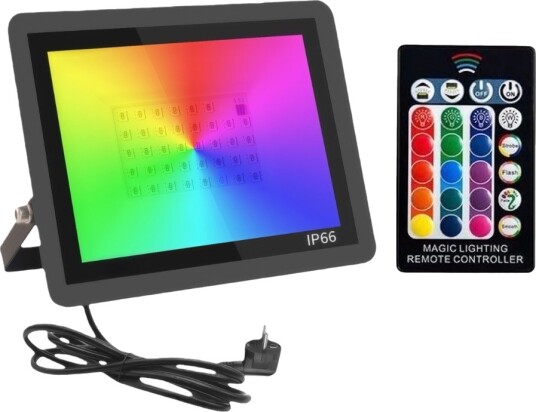 30W RGB lyskaster Arbeidslampe IP66 Kulør : RGB + Varm Hvit
