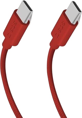 SBS USB C USB C 60W flettet kabel 1.5m rød TECABLETISSUETCCR