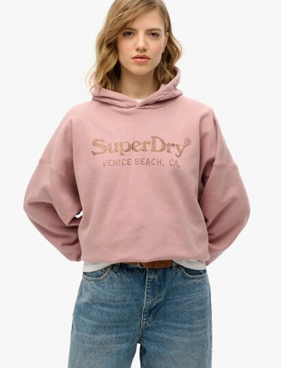 Superdry Venue Metallic Relaxed Hood   Pink   38
