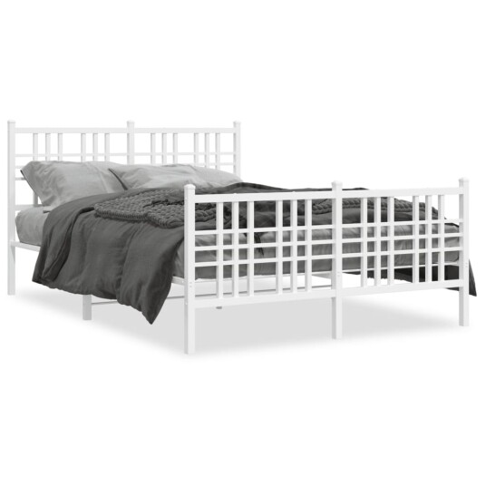 Sengeramme i metall med hode- og fotgavl hvit 140x200 cm 8721012373563