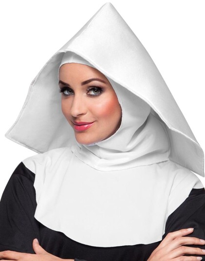 Hvitt Nonne Hodeplagg med Halsklede