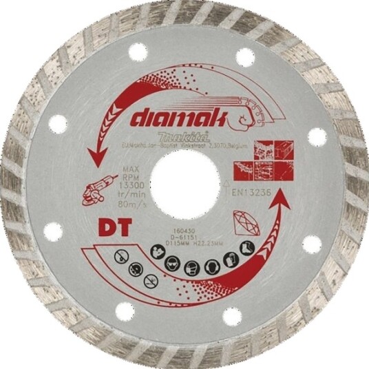 Makita Diamantklinge 115X22,23 Mm Turbo (Tørr) Betong, Tegl, Marmor