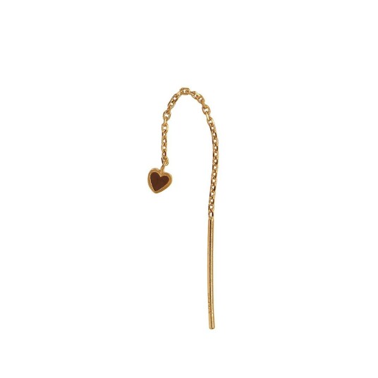Stine A Jewelry Dangling Love Heart Enamel Gullfarge Brun 54 mm