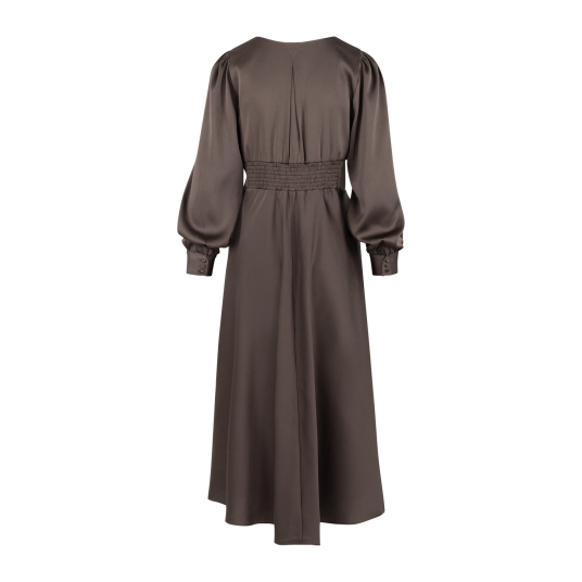 Isolde Dress Chocolate Brown S Midi satin dress